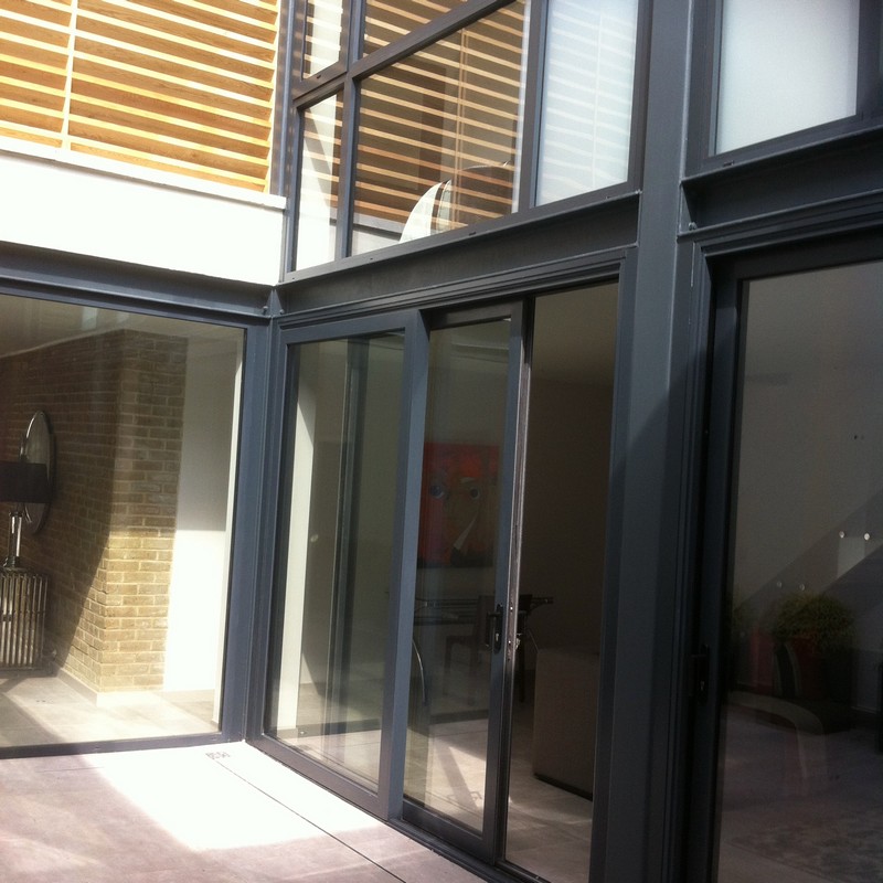 Anthracite aluminium sliding patio doors fitted in Ealing